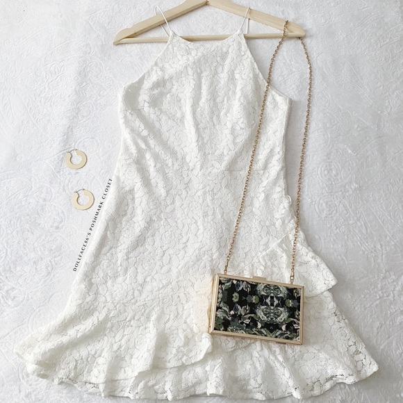 She & Sky Lace Ruffle White Tank Mini Dress - Picture 2 of 11